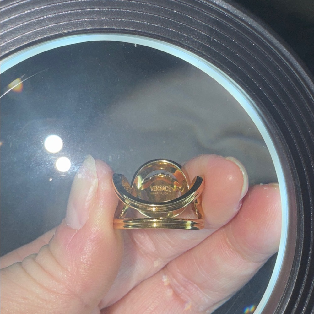 Versace Gold plated Ring with Bold Gemstone Design ( in stores 8M) NWT NIB - Picture 9 of 13